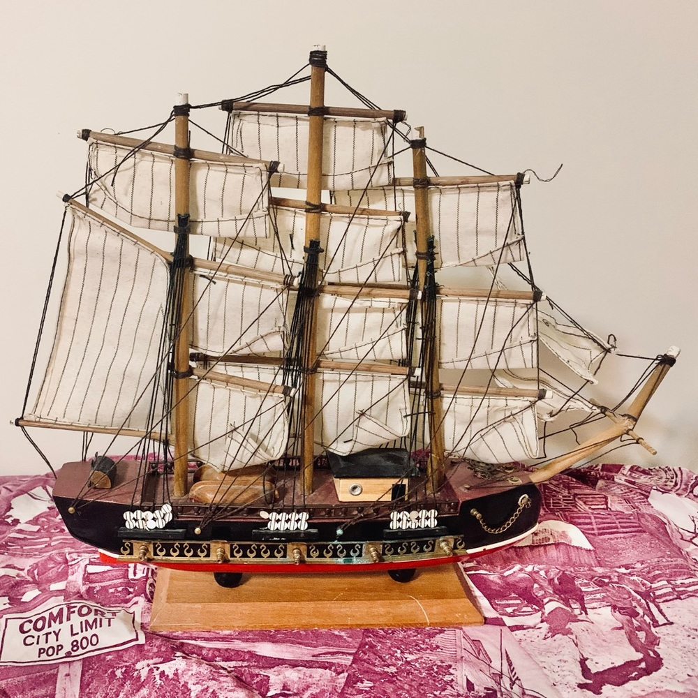 Antique Viking Wooden Sail Boat